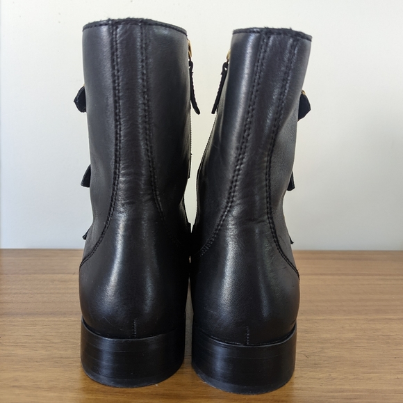 J. Crew Multi-Buckle Troy Black Leather Short Ankle Boot, sz 9 1/2 EUC - Picture 6 of 12